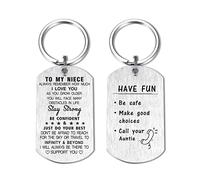 DEGASKEN Niece Gifts from Auntie - I Love You Niece, Call Your Auntie Keyring - Inspirational Christmas Graduation Valentine Present for Girls Women, Special Metal Engraved