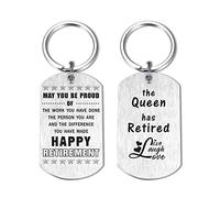 DEGASKEN Retirement Gifts for Women, Happy Retirement Present, The Queen Has Retired, Metal Engraved Keyring