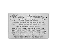 DEGASKEN Sister Birthday Cards - See Yourself Through My Eyes - Special Birthday Gifts for Little Big Women, Credit Card Sized Wallet Keepsake