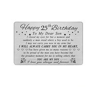 DEGASKEN Son 25th Birthday Card for Men, 25 Year Old Son Birthday Gifts from Mum Dad, Metal Engraved Wallet Card