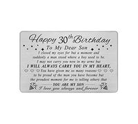 DEGASKEN Son 30th Birthday Card from Mum Dad, 30 Year Old Son Birthday Gifts for Men Him, Metal Engraved Wallet Card