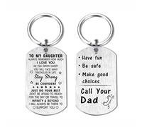DEGASKEN To My Daughter Gifts from Dad - I Love You, Call Your Dad Keyring - Teen Girls Keepsake for Graduation Christmas Mothering Sunday