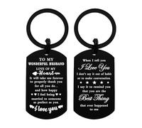 DEGASKEN To My Husband Gifts for Birthday Anniversary Fathers Day Christmas, Romamtic Keychain for Him Men from Wife, Metal Keyring