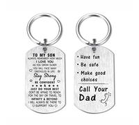DEGASKEN To My Son Gifts from Dad - Call Your Dad Keyring - Inspirational Son Gift Ideas, Birthday Fathers Day Graduation