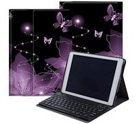 DEGDFSGR for Samsung Galaxy Tab A8 10.5 Case with Keyboard, Detachable Wireless Keyboard Magnetic Closure Protective Cover Case for Samsung Tab A8 2022[SM-X200 X205 X207], Purple Flower Butterfly