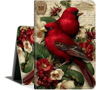 DEGDFSGR for Samsung Galaxy Tab S7 FE 2021/Galaxy Tab S8 Plus 2022/Tab S8+/S7 Plus 2020 12.4 inch,PU Leather Folding Stand Protective Tablet Cover with Auto Wake/Sleep, Cardinal,The Red Bird,Camellia