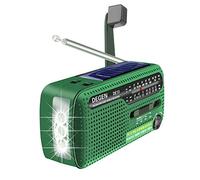 DEGEN DE13 Wind Up Radio Cranked Solar FM AM SW Emergency Weather Radio Flashlight SOS Alarm Rechargeable Cell Phone for Emergency and Outdoor Use Green