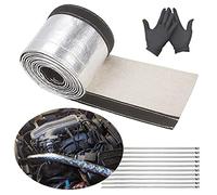 DEGEOBERLIN Aluminized Heat Shroud Sleeving Heat Shield Tape Fuel line Wire Protection Silver Hose Heat wrap with 10 Pcs Metal Zip Ties (3/4''I.D. x 10FT)