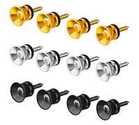 Deger 12 Pieces Guitar Strap Lock Buttons Metal End Pins with Mounting Accessories Replacement for Acoustic Guitar Classical Electric Bass Ukulele