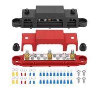 Deger 2 Piece Busbar, 12V Power Distribution Block, Terminal Bolts 3X 1/4" (M6), 10X 5/32" Terminal Screw (), Battery Busbar