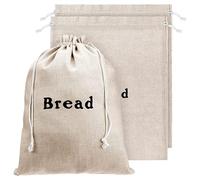Deger 3 PCS Bread Bags Burlap Reusable Drawstring Bread Bags As Shown Linen Handmade Food Storage