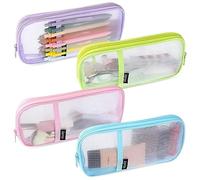 Deger 4 Pcs Zipper Pencil Case Transparent Pencil Case Multi-purpose Clear Makeup Pouch As Picture