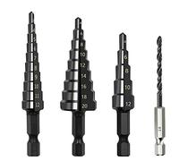 Deger 4pcs 3-12 4-12 4-20Mm HSS Straight Groove Step Drill Bit Nitride Helicoidal Drill Bit Wood Metal Hole Cutter Core Drilling Tools