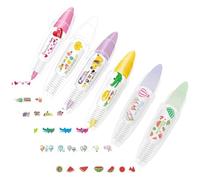 Deger 6 Pcs DIY Cute Animal Press Pen Decorative Tape Pen with Lace Correction Tape Cute Animal