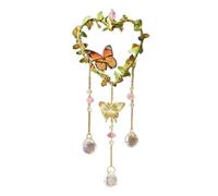 Deger Heart Suncatchers Window Hanging, Colorful Crystal with Butterfly, Crystals Light Catcher with Prisms Garden