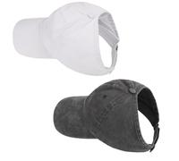 Degfey Women's Backless Baseball Caps for Curly Hair, Satin Lined, 2 Pack, Black+white, M