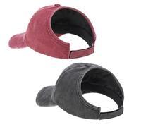 Degfey Women's Backless Baseball Caps for Curly Hair, Satin Lined, 2 Pack, Black+Wine Red, M