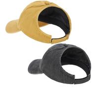 Degfey Women's Backless Baseball Caps for Curly Hair, Satin Lined, 2 Pack, Black+yellow, M