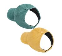 Degfey Women's Backless Baseball Caps for Curly Hair, Satin Lined, 2 Pack, Yellow+green, M