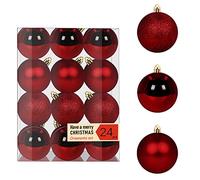 DegGod 24 Pcs 60mm/2.36inches Claret Christmas Balls Baubles Ornaments, Shatterproof Shiny Matte Glittering Christmas Tree Hanging Ball Set for Xmas Tree Decorations (Claret, 60mm)