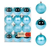 DegGod 24 Pcs 60mm/2.36inches Lake Blue Christmas Balls Baubles Ornaments, Shatterproof Shiny Matte Glittering Christmas Tree Hanging Ball Set for Xmas Tree Decorations (Lake Blue, 60mm)