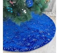 Deggodech Blue Plush Christmas Tree Skirt 78cm Faux Fur Christmas Tree Skirt Base Cover with Silver Sequin Snowflake Xmas Tree Skirt for Christmas New Year Holiday Decorations - 30inches