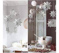 Deggodech Christmas Snowflake Hanging Decorations 12pcs Silver Paper Snowflakes Garlands for Xmas New Year Winter Holiday Birthday Christmas Party Decor Supplies (Silver)
