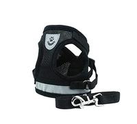 Deggodech Soft Breathable Dogs Vest Harness Reflective Dog Harness and Leash Set Adjustable Cat Walking Harness and lead Set Escape Proof for kitten Cat Dog (S, Black)
