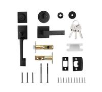 DegoCython Matte Black Front Door Handle Set with Single Cylinder Deadbolt, Heavy Duty Zinc Alloy, Modern Entry Lock, Reversible Design for Right and Left Handed Doors