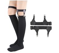 DEGPUM Men's Sock Suspenders - Adjustable 2-Pack Sturdy Clip Garters, Black, Free Size