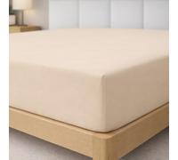 Degrees Home - Collection - Fitted Sheet 200 x 190 x 33 cm - Adjustable - Brushed Polyester Microfibre - Beige