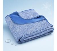 Degrees of Comfort Cooling Blanket Throw XL Size for Hot Sleepers, Q-Max>0.4 PolarEdge Cold Tech Fabric, Lightweight Breathable Summer Cool Blankets for Night Sweats & Hot Flashes, 70"x50", Blue