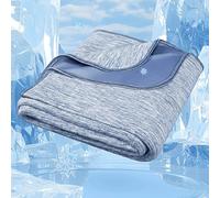Degrees of Comfort Cooling Blanket Throw XL Size for Hot Sleepers, Q-Max>0.4 PolarEdge Cold Tech Fabric, Lightweight Breathable Summer Cool Blankets for Night Sweats & Hot Flashes, 70"x50", Blue