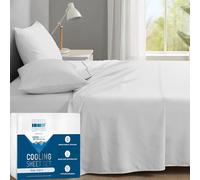 Degrees of Comfort Coolmax® Cooling Bed Sheets Full Size for Hot Sleepers, Moisture Wicking Sheet Set for Night Sweats, Deep Pocket, Ultra Soft, Cozy for All Seasons, White 4 Pieces