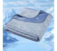 Degrees of Comfort Lightweight Breathable Cooling Blanket for Hot Sleepers- Double Side Summer Thin Cozy Blanket for Adults Kids, Oeko-TEX 100% Certified(Blue, 50"x70")