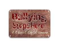 DEGUANG Bullying Stops Here Vintage Tin Sign Motivational Wall Art Man Cave Decor French Country Wall Decor 8X12 Tin Sign