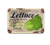 DEGUANG Farm Lettuce Grown Locally Fresh from The Market Retro Look Decoration Art Sign Motivational Wall Art Tin Signs Vintage Funny Home Decor Tin Signs 8X12