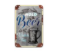 DEGUANG Funny We Hold Beer Watch This Vintage Metal Sign Bar Sign Vintage Party Tin Sign Farmhouse Bathroom Decor 8X12 Tin Sign