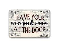 DEGUANG Leave Your Worries and Shoes at The Door Vintage Signs Decor for Home Signs for Man Cave Motivational Wall Art 8X12 Tin Sign