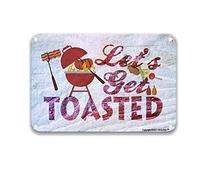 DEGUANG Let's Get Toasted BBQ Vintage Signs French Country Kitchen Decor Farmhouse Wall Decor for Living Room Movie Theater Decor 8X12 Tin Sign
