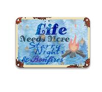 DEGUANG Life Needs More Starry Nights and Bonfires Camping Metal Plaque Decoration Hanging Artwork Sign Farmhouse Coffee Sign Farmhouse Decor for The Kitchen Vintage Bar Decor Tin Signs 8X12