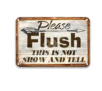 DEGUANG Please Flush This is Not Show and Tell Vintage Poster Coffee Decorations for Kitchen Tin Signs for Man Cave French Country Kitchen Decor 8X12 Metal Sign