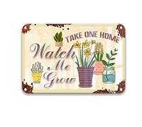 DEGUANG Take One Home and Watch Me Grow Succulents Vintage Tin Signs Sense of Art Garage Sign Signs for Man Cave Motivational Wall Art Tin Signs 8X12