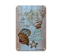 DEGUANG Welcome to Our Little Piece of Paradise Tin Vintage Look Decoration Crafts Sign Tin Signs for Man Cave Garage Decor Laundry Room Decor Tin Signs 8X12