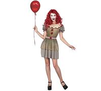 DEGUISE TOI - Women's Psycho Clown Costume - Dress - XL - Red - Adult Costumes - 100% Polyester - Hand Wash - Halloween