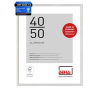 DEHA Design Boston 40x50 Picture Frame Aluminium - Silver Picture Frame 40x50cm - Silver - with Synthetic Glass and Push/Turn Clips For Prints & Artwork - Modern Home Décor