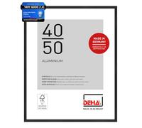 DEHA Design Boston 40x50 Picture Frame - Black Aluminium 40x50cm Frame - Matt Black - with Synthetic Glass and Push/Turn Clips For Prints & Artwork - Modern Home Décor