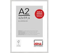 DEHA Design Boston A2 Frame - Aluminium A2 Poster Frame (42x59.4 cm) - Silver - with Synthetic Glass and Push/Turn Clips For Prints & Artwork - Modern Home Décor