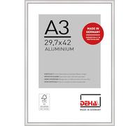 DEHA Design Boston Aluminium Picture Frame - A3 (29.7x42 cm) - Silver - with Synthetic Glass and Push/Turn Clips