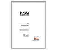 DEHA Design Boston Aluminium Picture Frame Frosted Silver A3, 29.7x42cm with Push and Turn Clips